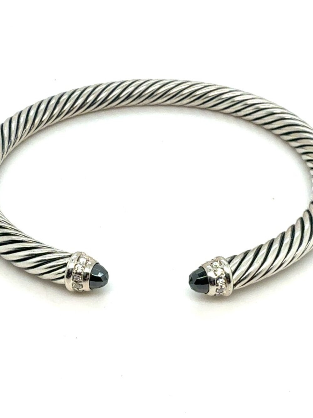 David Yurman Hematite Cuff Bracelet Sterling Silver 5 mm Estate DY808